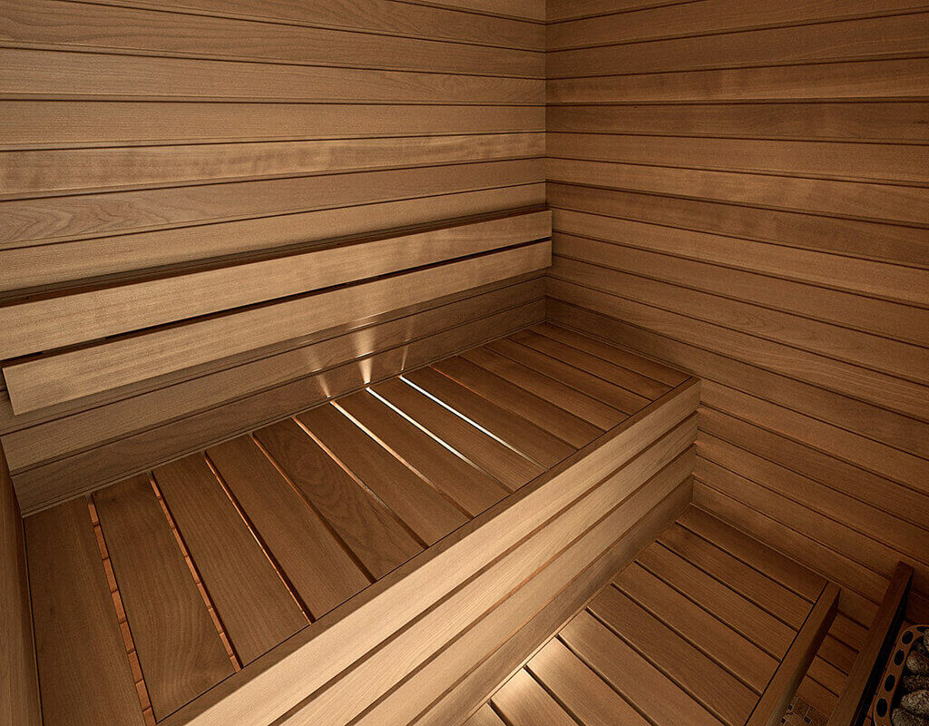 Intérieur du sauna intérieur Cala vendu par Aqua éruptions