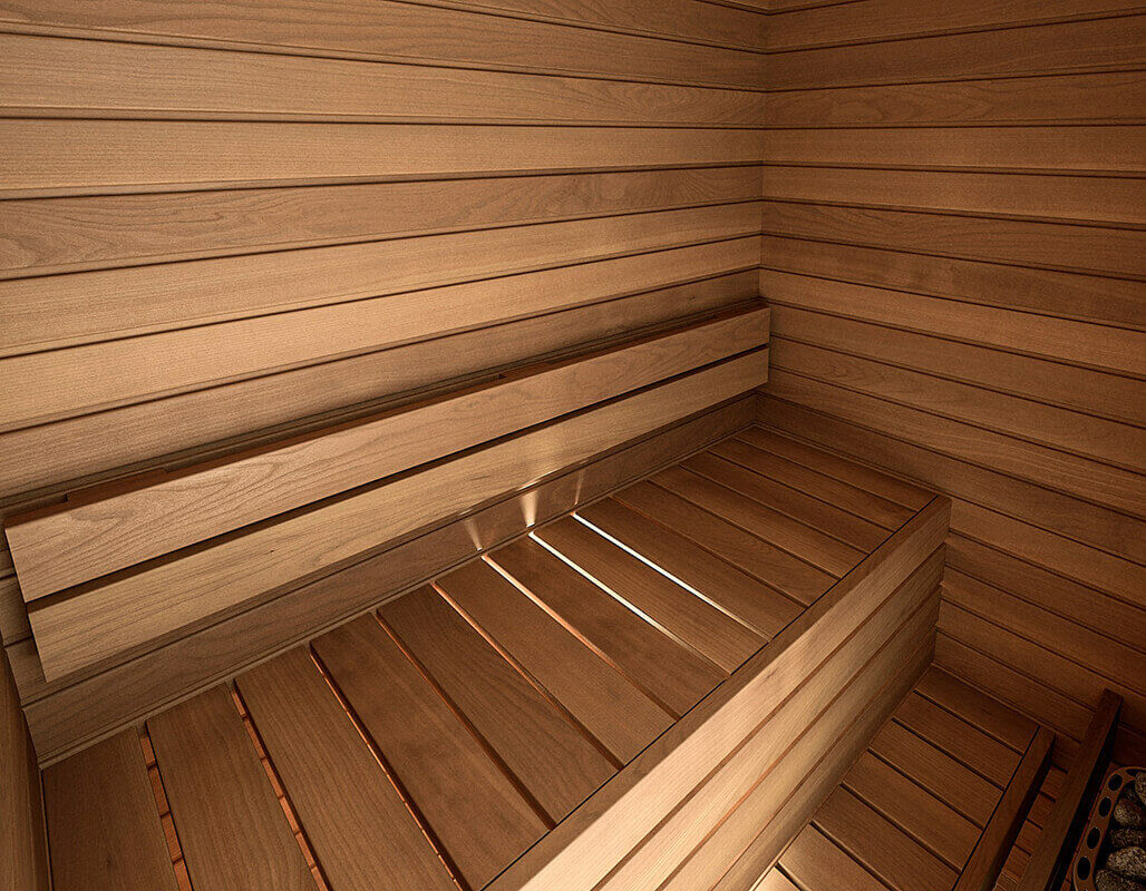 Intérieur bois du sauna intérieur Cala vendu par Aqua éruptions
